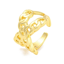 Real 18K Gold Plated Rack Plating Brass Criss Cross Open Cuff Rings, Long-Lasting Plated, Lead Free & Cadmium Free, Real 18K Gold Plated, Inner Diameter: 17mm