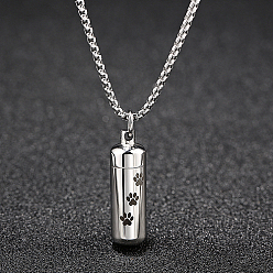 Stainless Steel Color Stainless Steel Column Pendant Necklaces for Women, Urn Ashes Necklaces, Stainless Steel Color, no size