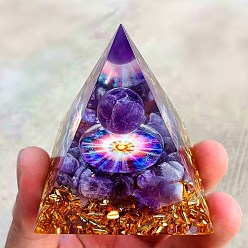 2. Amethyst Crystal Ball Epoxy Pyramid Ornament Home Office Decoration Natural Crystal Gravel Resin Crafts