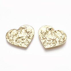 Real 18K Gold Plated Brass Pendants, Heart, Real 18K Gold Plated, 17x20x1.5mm, Hole: 1.4mm