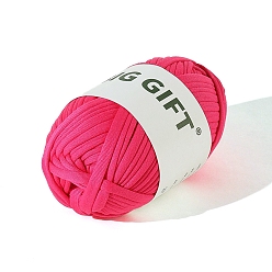 Cerise Polyester Cloth Yarn, For Hand Knitting Thick Thread, Crochet Cloth Yarn, Cerise, 5mm, about 32.81 Yards(30m)/Skein