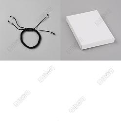 Черный 12шт. браслеты из плетеного нейлонового шнура, с бисером, чёрные, внутренний диаметр: 1-3/4~3-1/4 дюйм (4.6~8.3 см)