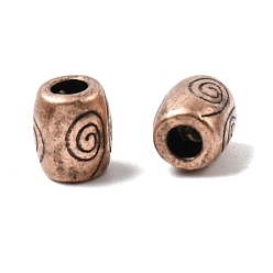 Красная Медь Сплавочные овальные бусины тибетского стиля , без свинца и без кадмия, баррель, серебро , длиной около 7 мм , шириной 6 мм , отверстие : 2.5 мм