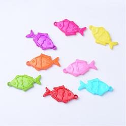 Mixed Color Opaque Acrylic Pendants, Fish, Mixed Color, 44x23x5mm, Hole: 2.5mm, about 217pcs/500g
