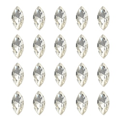 Кристалл 20стеклянные кабошоны со стразами заостренные сзади, граненые, лошадиный глаз , кристалл, 10x5x3 мм