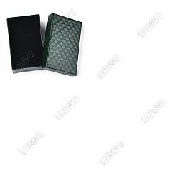 Темно-Зеленый 15шт. ромбовидные текстурированные картонные коробки для ювелирных изделий, с черной губкой, для ювелирной подарочной упаковки, прямоугольные, темно-зеленый, 8x5x2.7 см, внутри: 7.3×4.4см