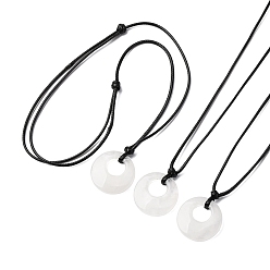 Хрусталь Кольцо натуральный кварцевый кристалл подвеска черный вощеный шнур регулируемые ожерелья, 14.96~29.53 дюйм (38~75 см)