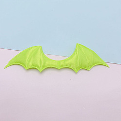 Green Yellow Bat Wing Shape Sew on Double-sided Satin Ornament Accessories, DIY Sewing Craft Decoration, Green Yellow, 14x38mm
