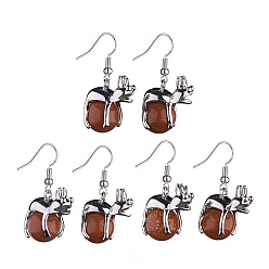 Красный Камень Серьги с лягушкой из натуральной красной яшмы, платиновые латунные украшения для женщин, 37 мм, штифты : 0.6 мм