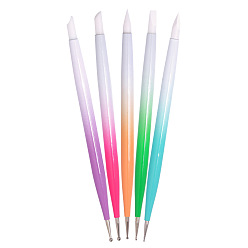 Mixed Color Silicone Trenchant Pen Manicure Tools, Mixed Color, 13.8cm, 5pcs/set