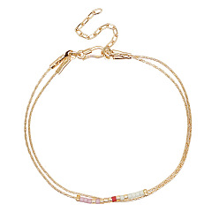 MI-B220422H Colorful Miyuki Beaded Double-Layer Bracelet with Gold Plated Wire, Unique Jewelry