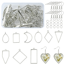Платина Висячие серьги из сплава и железа своими руками, набор для изготовления ювелирных изделий, платина, 6~49x6~44x0.7 мм, отверстие : 2~4.5 мм