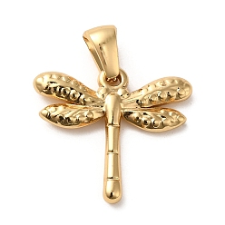 Dragonfly Golden Plated 304 Stainless Steel Pendants, Insect Theme Charms, Dragonfly, 18x20x2.8mm, Hole: 6x3mm