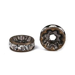 Кристалл Латунные бусины разделители для поставки стразов, класс AAA, прямой фланец, без никеля , античная бронза, рондель, кристалл, 10x4 мм, отверстие : 2 мм