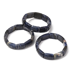 Sodalite Rectangle Natural Sodalite Beaded Stretch Bracelets for Women Men, Inner Diameter: 2.44 inch(6.2cm)