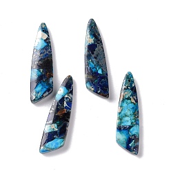 Marine Blue Natural Regalite/Imperial Jasper/Sea Sediment Jasper Pendants, Dyed, Wing Shape, Marine Blue, 44x12x5mm, Hole: 1mm