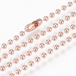 Rose Gold 304 Stainless Steel Ball Chain Necklace, Rose Gold, 29.5 inch(75cm)x2.3mm