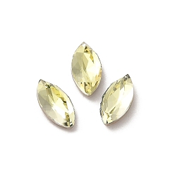 Jonquil Glass Rhinestone Cabochons, Point Back & Back Plated, Faceted, Horse Eye, Jonquil, 8x4x2.5mm