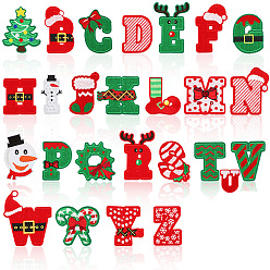Mixed Color Christmas Letter A~Z Computerized Embroidery Cloth Iron on Patches, Costume Accessories, Alphabet Appliques, Mixed Color, 26pcs/set
