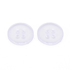 Clear 4-Hole Resin Buttons, Flat Round, Clear, 15x2mm, Hole: 2mm
