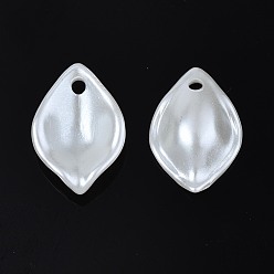 Creamy White Acrylic Imitation Pearl Pendants, Petal, Creamy White, 18.5x13x4.5mm, Hole: 1.8mm, about 3050pcs/500g
