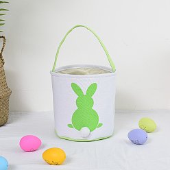 Light Green Cloth Bunny Pattern Baskets with Fluffy Tail, Easter Eggs Hunt Basket, Gift Toys Carry Bucket Tote, Light Green, 230x240mm