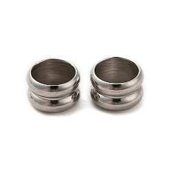 Stainless Steel Color 201 Stainless Steel European Beads, Large Hole Beads, Grooved Beads, Column, Stainless Steel Color, 6x3.8mm, Hole: 4.5mm