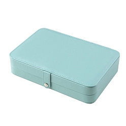 Pale Turquoise Imitation Leather Box, Jewelry Organizer, for Necklaces, Rings, Earrings and Pendants, Rectangle, Pale Turquoise, 21x14.5x4.5cm