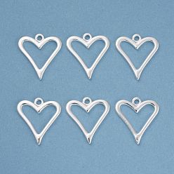 Серебро Подвески из сплава , без кадмия и без свинца, сердце, серебряные, 20x18.5x1.5 мм, отверстие : 1.8 мм