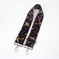 Purple Leopard Print Pattern Polyester Adjustable Wide Shoulder Strap, with Swivel Clasps, for Bag Replacement Accessories, Platinum, Purple, 80~130x5cm