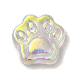 Белый Прозрачные смолы кабошоны, с покрытием AB цвета, форма кошачьей лапы, белые, 18x19x6 мм