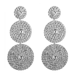 White K Sparkling Multi-layered Round Diamond Earrings for Women - Bold and Versatile Fashion Jewelry