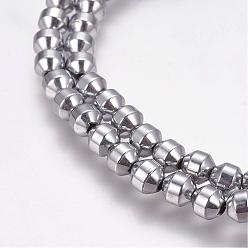 Silver Plated Grade AA Magnetic Synthetic Hematite Bead Strands, Bicone, Silver Plated, 4.5x4.5mm, Hole: 1mm, about 90pcs/strand, 15.7 inch(40cm)