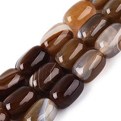 Кокосово-Коричневый Природный агат бисер нитей, окрашенные, баррель, кокосового коричневый, 13~15x9.5~11 мм, отверстие : 1 мм, около 28 шт / нитка, 14.96~15.35 дюйм (38~39 см)