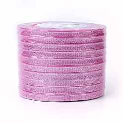 Deep Pink Glitter Metallic Ribbon, Sparkle Ribbon, with Silver Metallic Cords, Valentine's Day Gifts Boxes Packages, Deep Pink, 1/4 inch(6mm), about 33yards/roll(30.1752m/roll), 10rolls/group