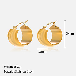 01# Golden Earrings CH534 Chic Geometric Stainless Steel Earrings for Women - Minimalist, High-end 14K Gold Plated Titanium Steel Ear Studs