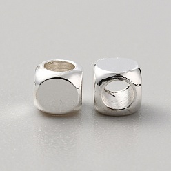 925 Sterling Silver Plated Brass Beads, Cube, 925 Sterling Silver Plated, 2.5x2.5x2.5mm, Hole: 1.4mm