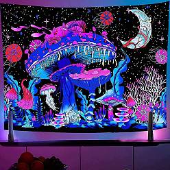 Mushroom UV Reactive Blacklight Trippy Wall Hanging Tapestry, Hippie Mushroom Tapestry for Home Decoration, Rectangle, Mushroom, 750x1000mm