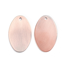 Brushed Red Copper Brass Pendants, Stamping Blank Tag, Long-Lasting Plated, Oval, Brushed Red Copper, 22x14x0.8mm, Hole: 1.2mm, 30pcs/box