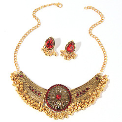 Ancient Gold - Red Богемные серьги с бахромой, комплект ожерелья, винтажные металлические украшения для женщин