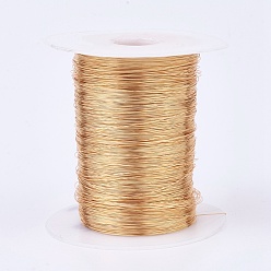 Real 18K Gold Plated Eco-Friendly Round Copper Wire, Copper Beading Wire for Jewelry Making, Long-Lasting Plated, Real 18K Gold Plated, 26 Gauge, 0.4mm, about 1706.03 Feet(520m)/500g