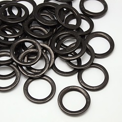 Black Dyed Wood Jewelry Findings Coconut Linking Rings, Black, 20~23x2~5mm