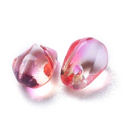 Cerise Transparent Glass Charms, Dyed & Heated, Faceted, Teardrop, Cerise, 6x5.5x6.5mm, Hole: 0.8mm