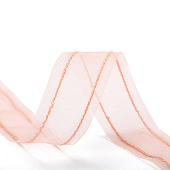 Розовый Плоская нейлоновая шифоновая лента, для изготовления ювелирных изделий DIY, подарочная упаковка, туманная роза, 1 дюйм (25 мм), около 9.84 ярдов (9 м) / рулон