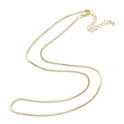 Real 18K Gold Plated Brass Box Chain Necklaces, Long-Lasting Plated, Real 18K Gold Plated, 16.34 inch(41.5cm)