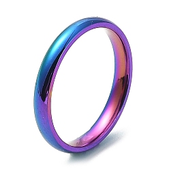 Rainbow Color Ion Plating(IP) 304 Stainless Steel Flat Plain Band Rings, Rainbow Color, Size 5~12, Inner Diameter: 15~22mm, 3mm
