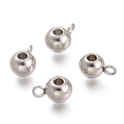 Stainless Steel Color 304 Stainless Steel Tube Bails, Loop Bails, Bail Beads, Round, Stainless Steel Color, 8.5x5x2mm, Hole: 1.8mm