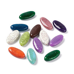 Mixed Color Crackle Opaque Acrylic Beads, Imitation Turquoise, Horse Eye, Mixed Color, 35x17x8.5mm, Hole: 2mm, about 137pcs/500g