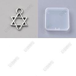 Antique Silver 200Pcs Tibetan Style Alloy Charms, Star of David Charms, Antique Silver, 12.5x9x1mm, Hole: 1.6mm