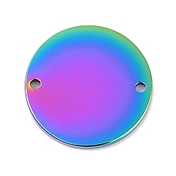 Rainbow Color 304 соединительные звенья нержавеющие, пустая бирка с зеркальной полировкой, ионное покрытие (ip), плоско-круглые, Радуга цветов, 12x1 мм, отверстие : 1 мм